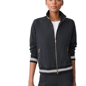 J MCLAUGHLIN ELETTRA FULL ZIP JACKET NYLON BLEND VARSITY STRIPES ATHLETIC M